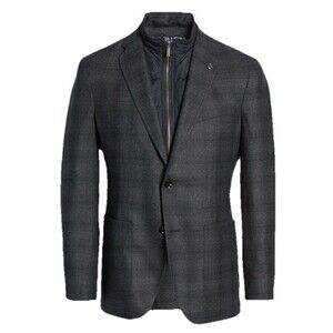 TED BAKER ENDURANCE TUCKER TRIM FIT HYBRID SPORT COAT SEMI VEST Size 42R WOOL